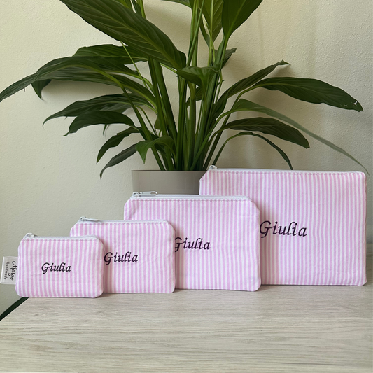 Pochette Rigata Rosa Personalizzata