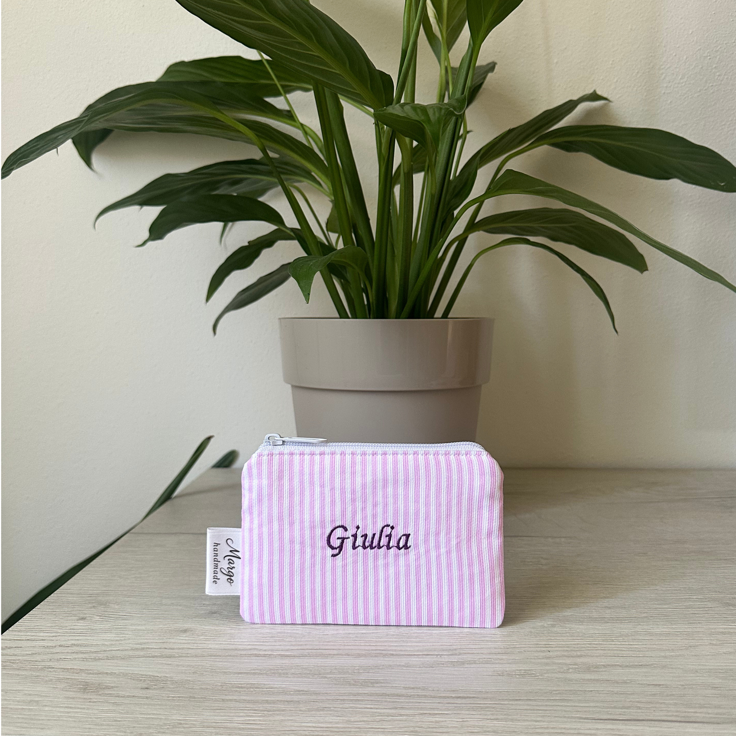 Pochette Rigata Rosa Personalizzata