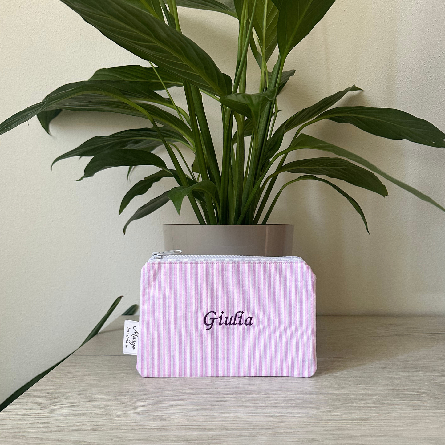 Pochette Rigata Rosa Personalizzata