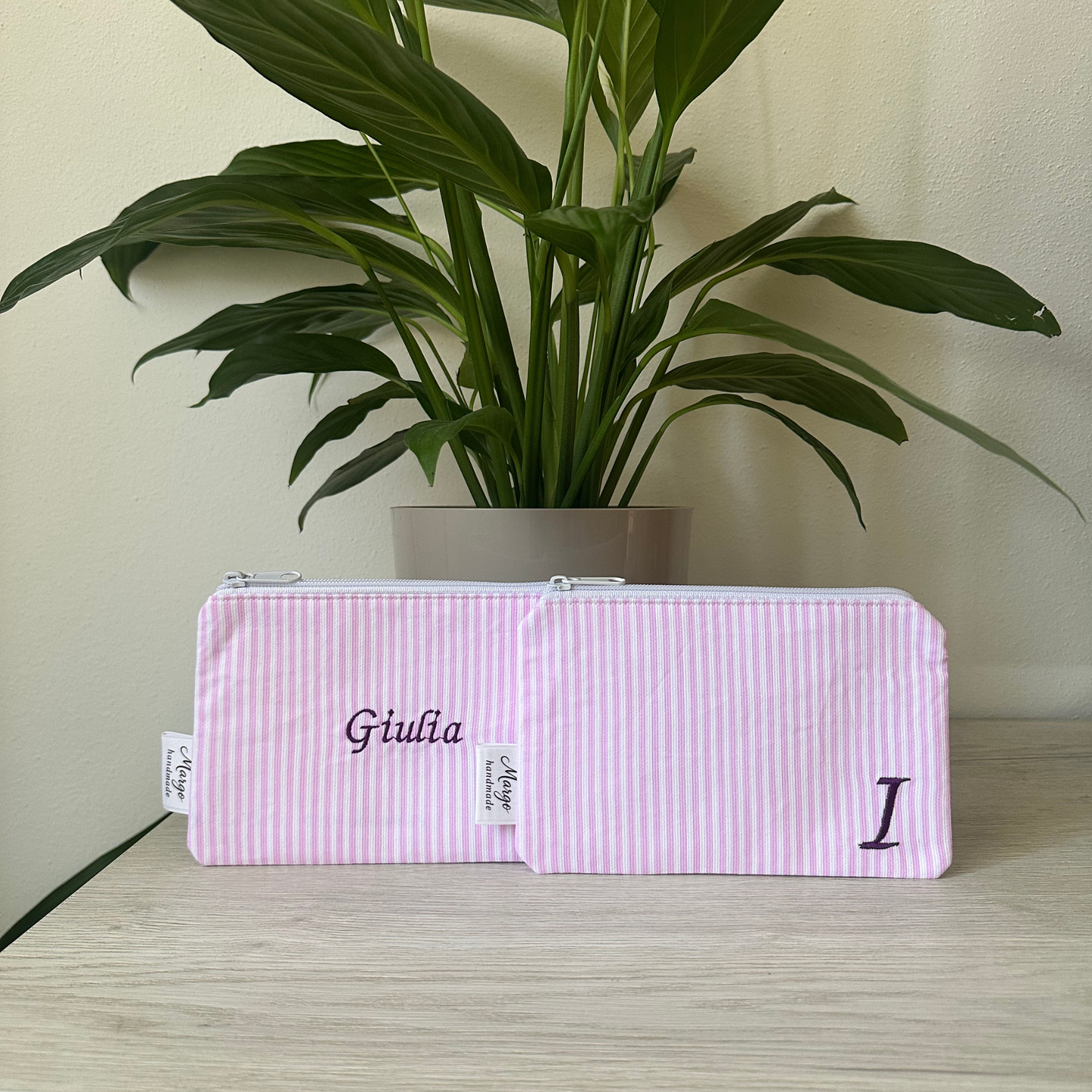 Pochette Rigata Rosa Personalizzata